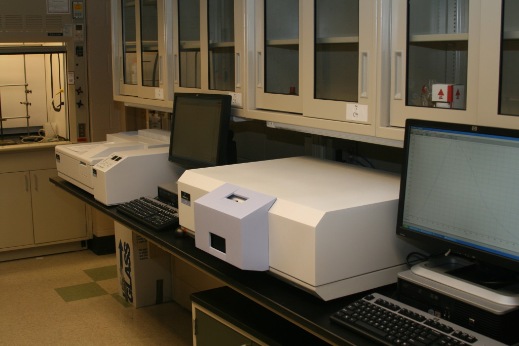 Photo of the group's fluorimeter and UV–vis spectrometer.