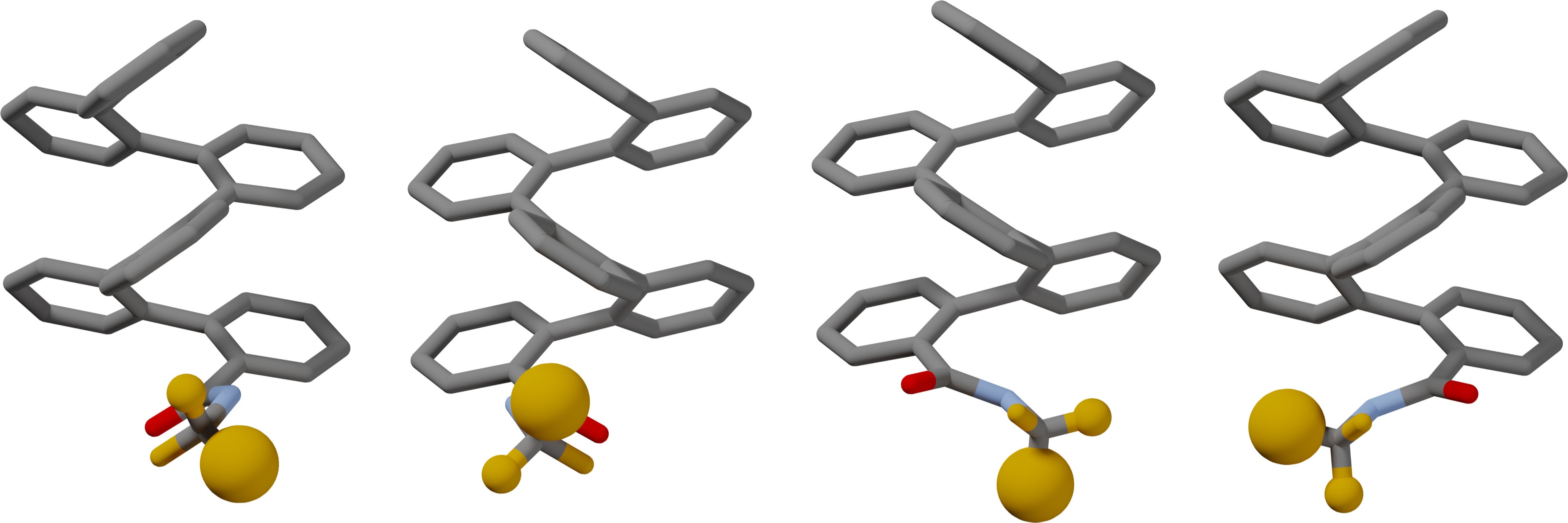 TOC graphic showing four o-phenylene foldamers with different orientations of the terminal groups
