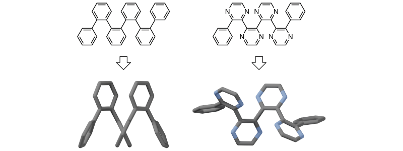 Table of Contents figure for "Distinct folding behavior of ortho-phenylenes and 2,3-pyrazinylenes"